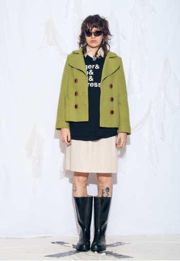Vintage Y2K Wool Blend Winter Coat in Green