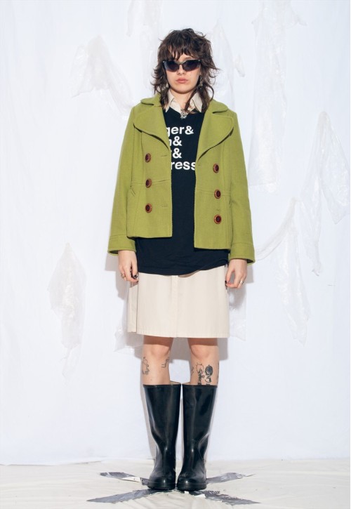Vintage Y2K Wool Blend Winter Coat in Green