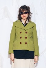 Vintage Y2K Wool Blend Winter Coat in Green