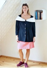 Black jacket with oversize white collar