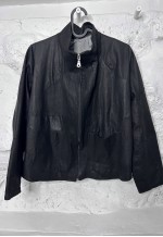 Patchwork Handmade Black Leather Jacket - S - M