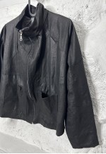 Patchwork Handmade Black Leather Jacket - S - M