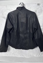 Patchwork Handmade Black Leather Jacket - S - M