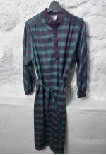 Vintage 70s Plaid Midi Tie waisted Dress - M - L