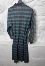 Vintage 70s Plaid Midi Tie waisted Dress - M - L