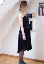 Black strapless evening dress