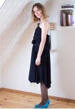 Black strapless evening dress