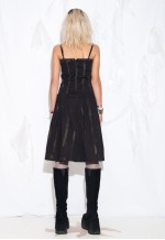 Reworked Vintage Y2K Hand-Painted Midi Dress in Black