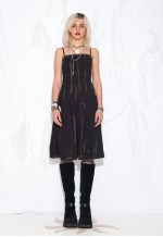 Reworked Vintage Y2K Hand-Painted Midi Dress in Black