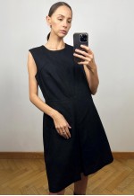 Vintage United Colors Of BENETTON Black Wool Midi Dress