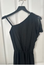 70's Vintage One Shoulder Black Lurex Evening Maxi Dress