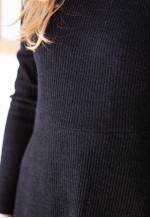 Black ribbed knitted long sleeve dress