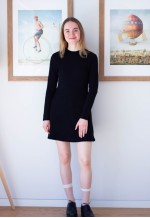 Black ribbed knitted long sleeve dress