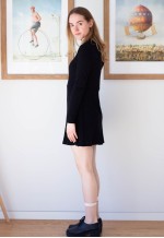 Black ribbed knitted long sleeve dress
