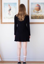 Black ribbed knitted long sleeve dress