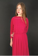 80's Vintage Pink White Polka Dot Batwing Dress