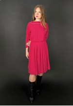 80's Vintage Pink White Polka Dot Batwing Dress