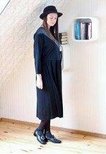Black and silver long sleeve batwing vintage dress