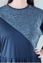 Black and silver long sleeve batwing vintage dress