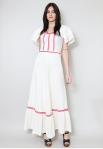 Huge Discount Vintage 70's Cream Cheesecloth Ladies Folk Hippy Maxi Dress