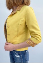 Breccos 50's Vintage Yellow Paisley Print Crop Jacket
