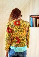 Yellow jacket with red flowers