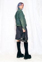 Vintage Denim Jacket 80s Reworked Overdyed Coat in Green