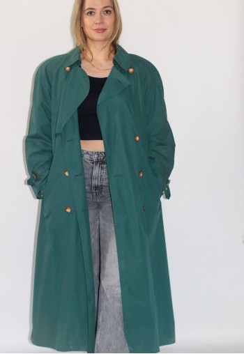 Four Seasons Green Oversized Belted Trench Coat