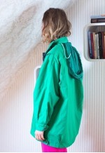 Bright green vintage raincoat jacket with a hood