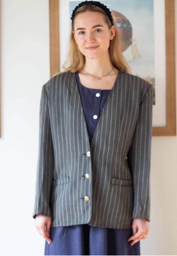 Special Offer Grey striped woven vintage jacket