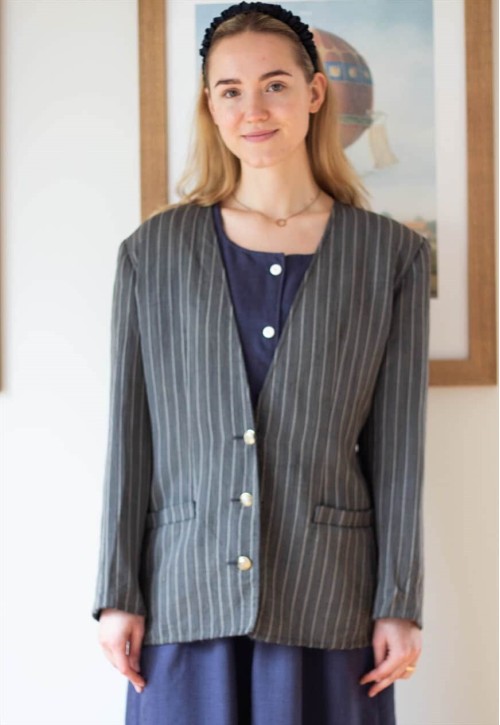 Special Offer Grey striped woven vintage jacket