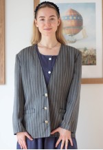 Special Offer Grey striped woven vintage jacket