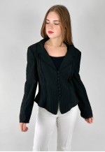 80's Caroline Charles Vintage Ladies Black Fitted Jacket