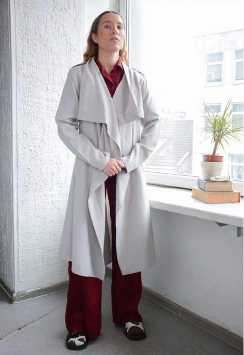 Vintage Light Grey Thin Trench Style Coat